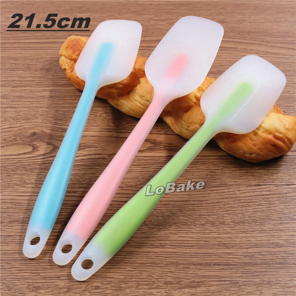 (3pcs/lot) 21.5cm Small flat-end T style semitransparent silicone spatula kitchen spoon egg flour butter mixer DIY pastry tools