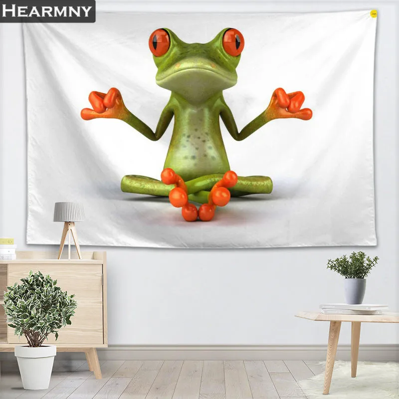 HEARMNY Wall Tapestry Frog Tapestries Wall Hanging Show Piece For Home Decor Wall Carpet Beach Throw Rug Blanket Yoga Mat