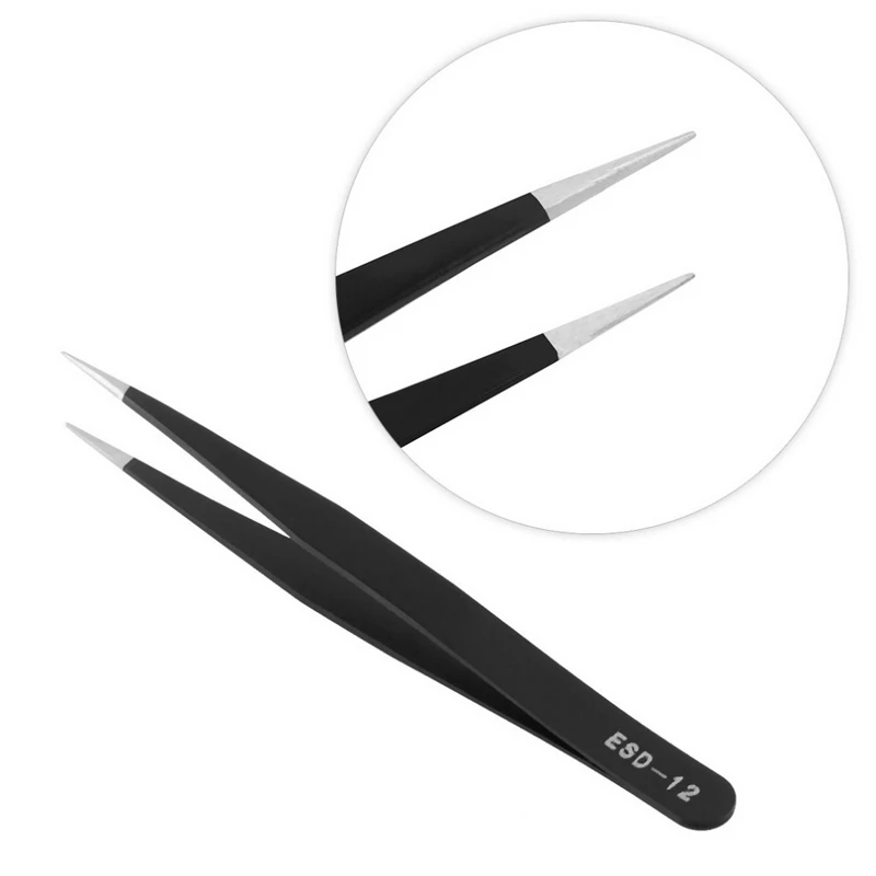 High quality 2 pcs Black Acrylic Stainless Steel tweezers Fine workmanship Repairing Maintenance Tools Paillette Nipper Picking