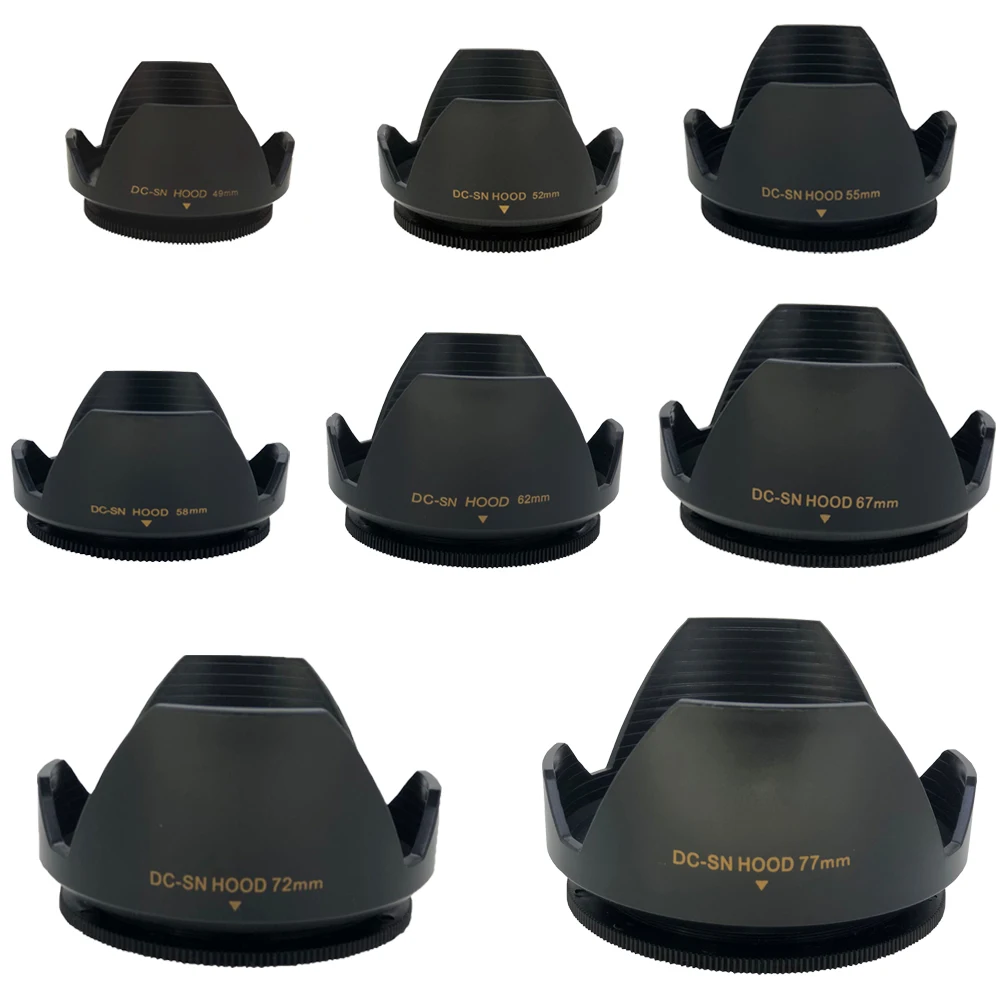 DC-SN 49 52 55 58 62 67 72 77mm Camera Lens Hood Flower Shape Lotus Type Screw Mount For canon nikon Sony SLR camera lens