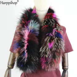 2024 New Women Genuine knitted Fox Fur scarf Real Fur collar Winter Warm Neck Warmers  silver fox  mixed color scarf 130cm