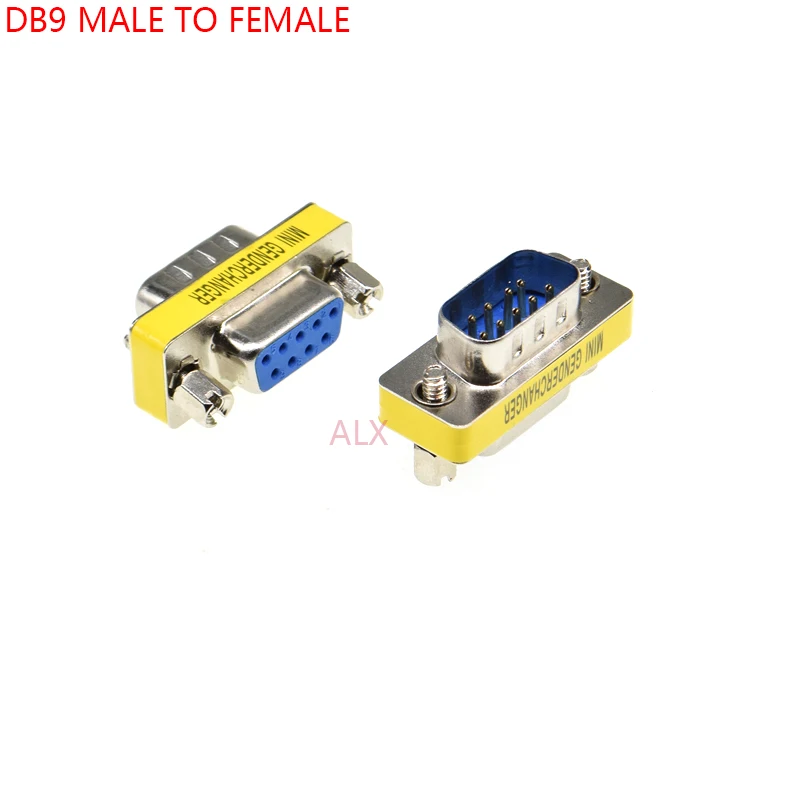 5PCS DB9 9pin MALE to FEmale serial port CONNECTOR D-Sub RS232 COM CONNECTORS 9pin socket 9p Mini Gender Changer Adapter