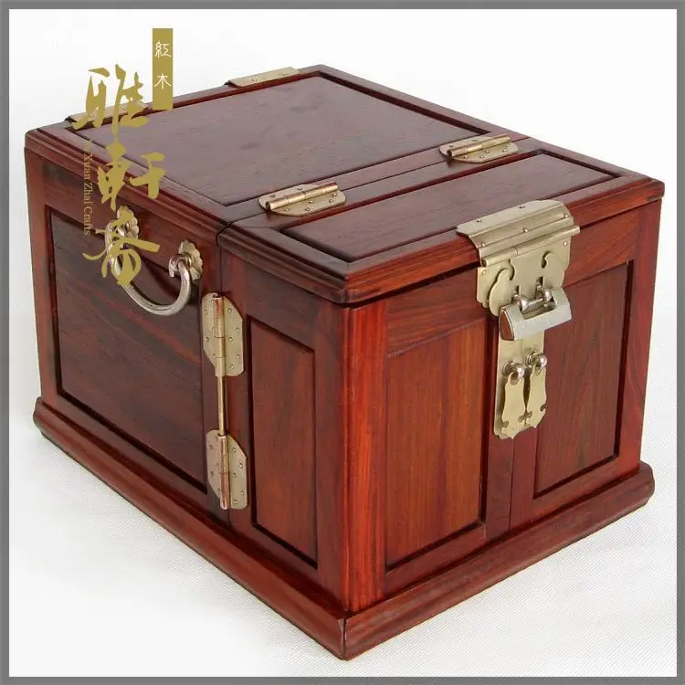 Rosewood rosewood jewelry box high grade multi-layer solid wood wooden box mirror with copper lock