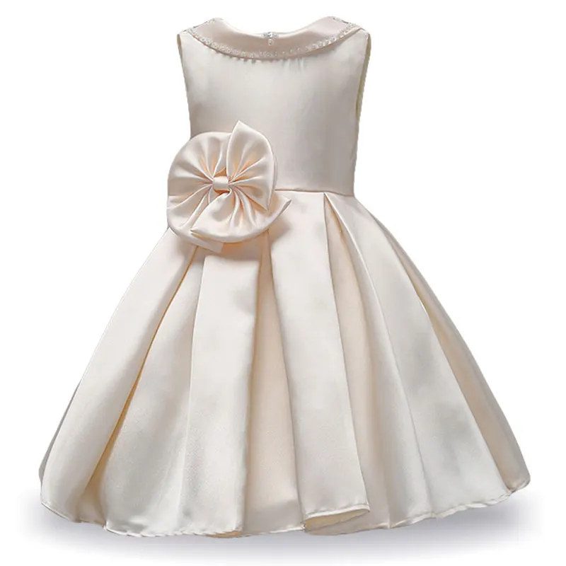 

2023 Summer Children Kids Girls Dress Elegent Bridesmaid Floral Bow Princess Wedding Party Ball Gown Evening Dress For 2-12T