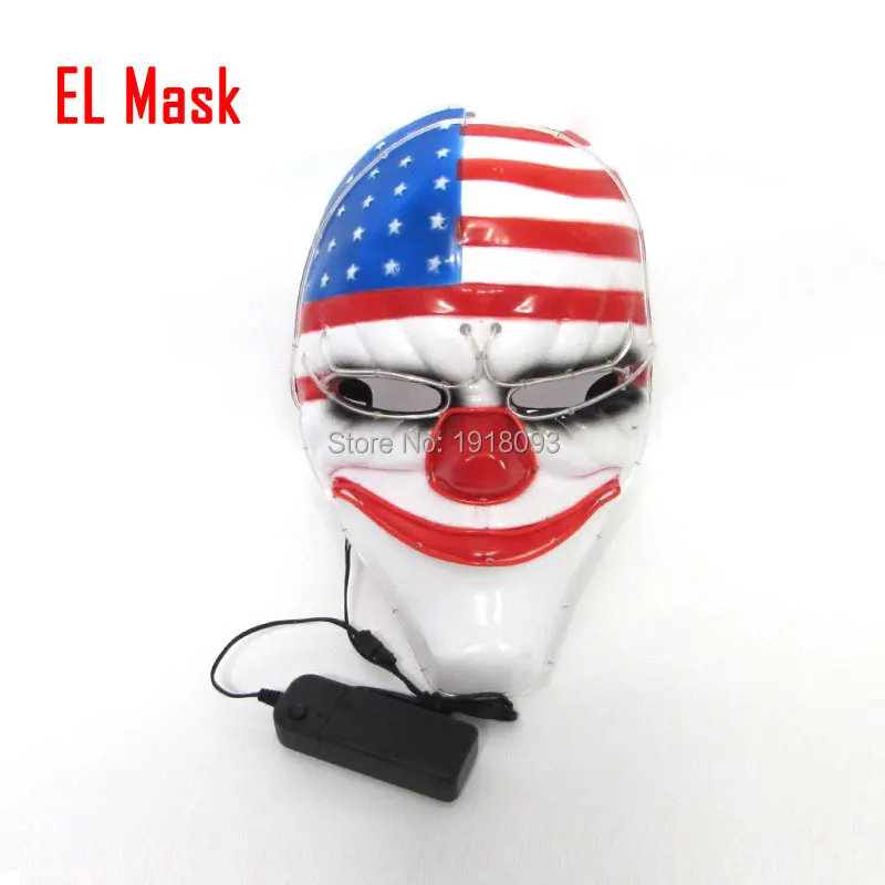 New design USA national flag Clown Mask Flexible Novelty Lighting LED Neon light EL wire Glowing For DJ Carnival Trendy show