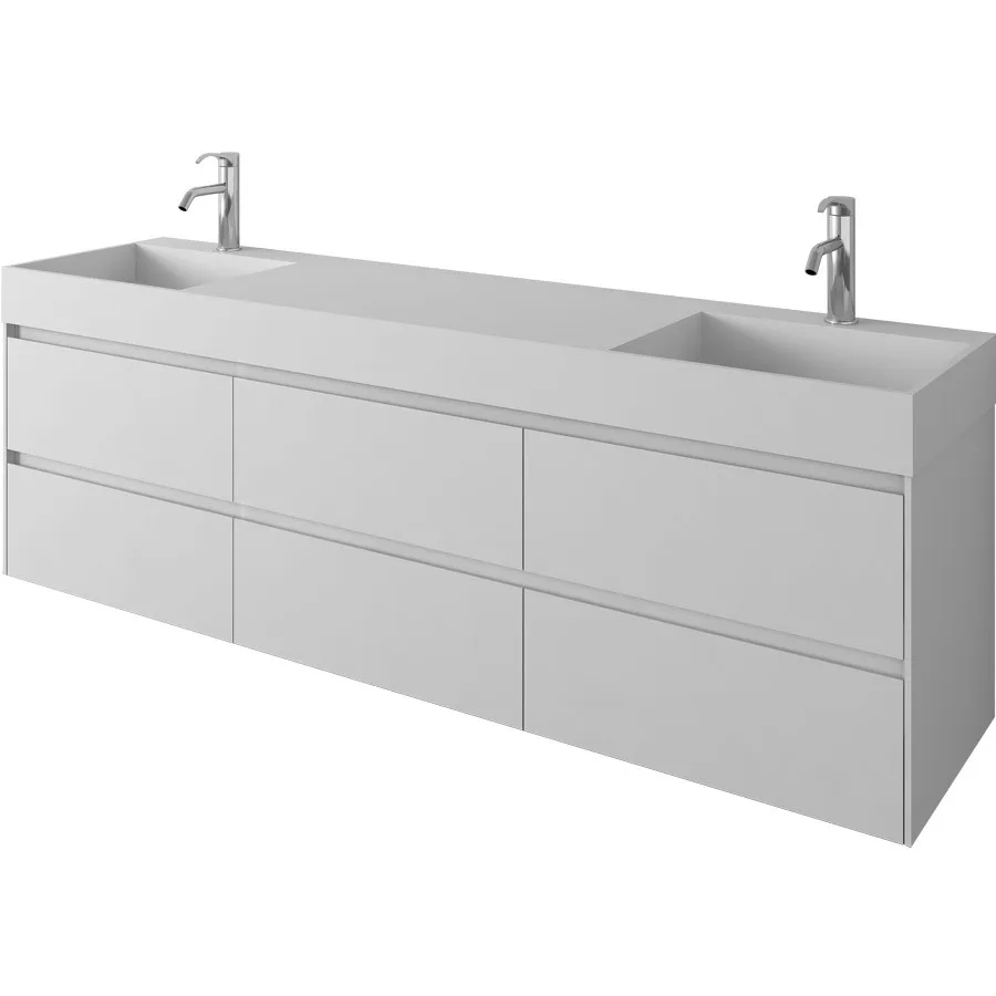 1800mm Bathroom Furniture Wall Mounted vanity Stone Solid Surface Blum 6 Drawers Cloakroom Wall Hung Cabinet  2226