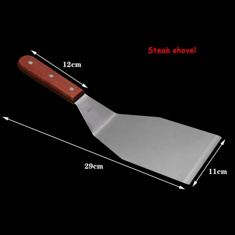 Shovel Cutter Spatula Scraper, Stainless Steel Teppanyaki Wood Handle, Special Kitchenware Cook Tool, Beef Steak Accessories