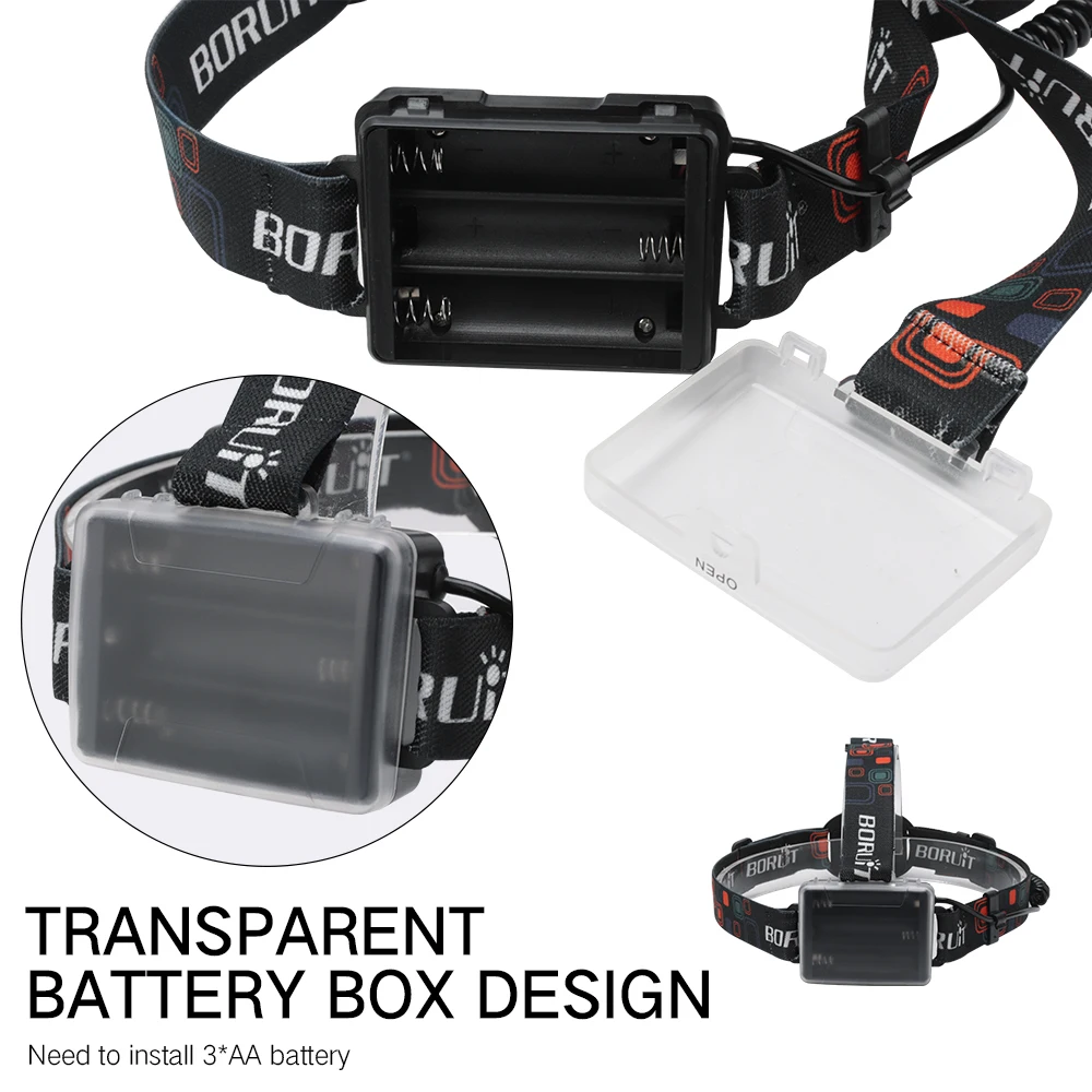 BOIRUiT RJ-2166 Zoom-LED-Stirnlampe, 1000 lm, leistungsstarker Scheinwerfer, Verwendung einer AA-Batterie, Stirnlampe, wasserdichte Camping-Jagdlaterne – Detail 7