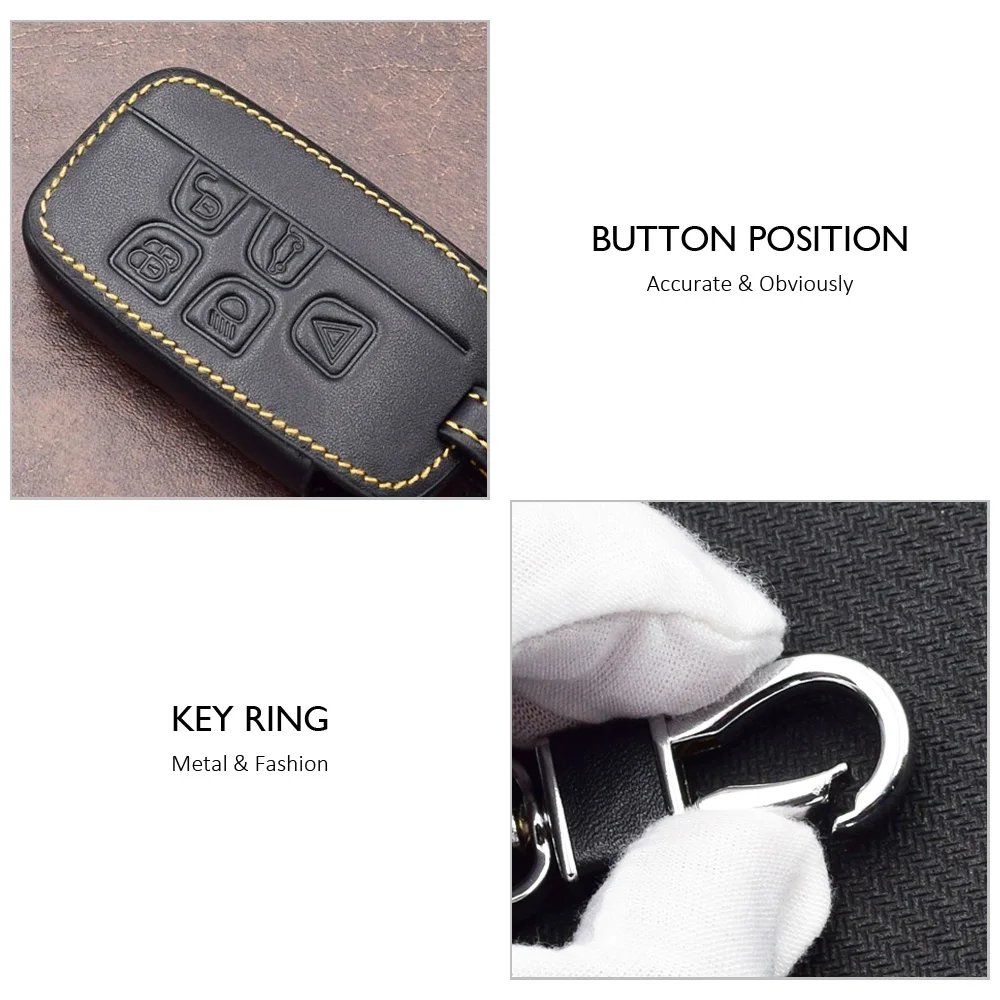 Leder Auto Schlüssel Abdeckung Fernbedienung Fobs Schutz Fall Zubehör Für Land Rover LR4 Discovery LR2 Range Rover Sport Evoq Vogue Jaguar – Detail 2