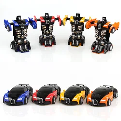 4 Colors 12cm Funny Robot Car Crash Auto One Key Transformation Sport Car Model Classic Toy Action Figure Boy Toy