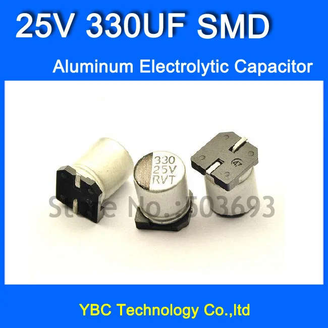 

Free Shipping 100pcs/lot 25V 330UF SMD Aluminum Electrolytic Capacitor 8*10.2MM