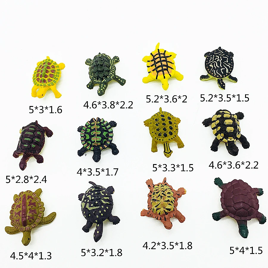 12PCS Realistic Sea Turtles  Aquarium Decorations Great Party Favors and Gift Toppers Action Figure Aquatic Animal Model Toys