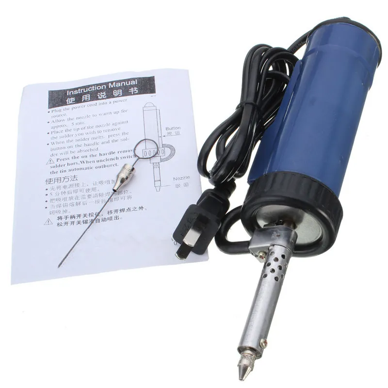 Solder Sucker 30W 220V 50Hz Electric Vacuum Desoldering Pump Iron Gun Soldering Repair Tool with Nozzle and Drill Rod