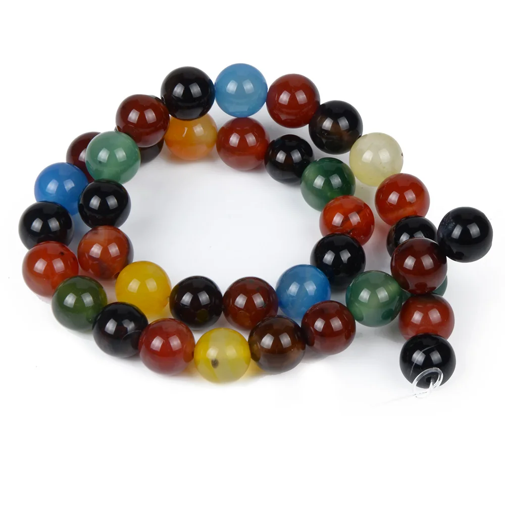 Natural Stone Agates Beads Black 14 Colors Semi-precious Stone Loose DIY Beads Necklace Bracelet Jewelry Making 4/6/8/10/12