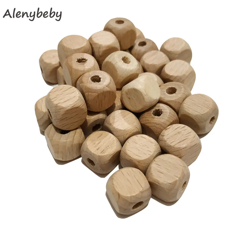 

Cube Wooden Square Beads Teether 12mm Natural Beech Wood Beads For Jewelry Making DIY Baby Teething Necklace Product