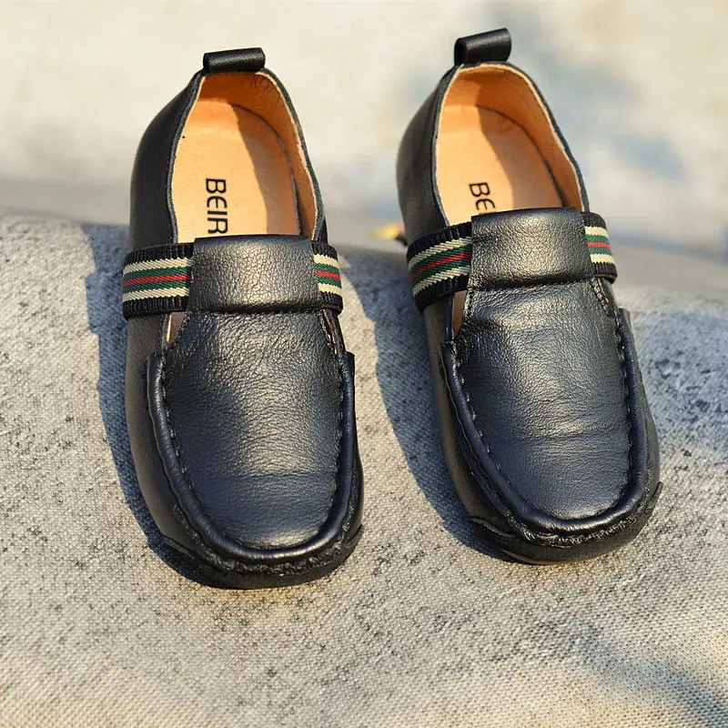 Mocassins en cuir véritable pour enfants, chaussures d'école antidérapantes, décontractées, à la mode, pour garçons