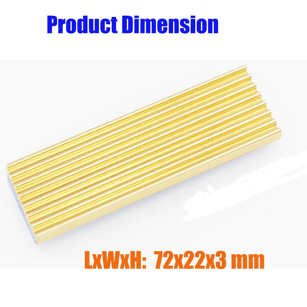 2 PCS Oro di Alluminio Dissipatore di Calore Del Radiatore 72x22x3mm Dissipatore di Calore di Raffreddamento del dispositivo di Raffreddamento Dissipazione Del Calore Pad Termico per il 2260 2280 M.2 NGFF SSD