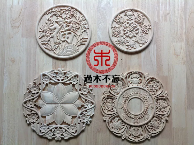 Don't forget the wooden wood carving of Dongyang plum flower round round flower seasons background wall Fu decoration Babao rose