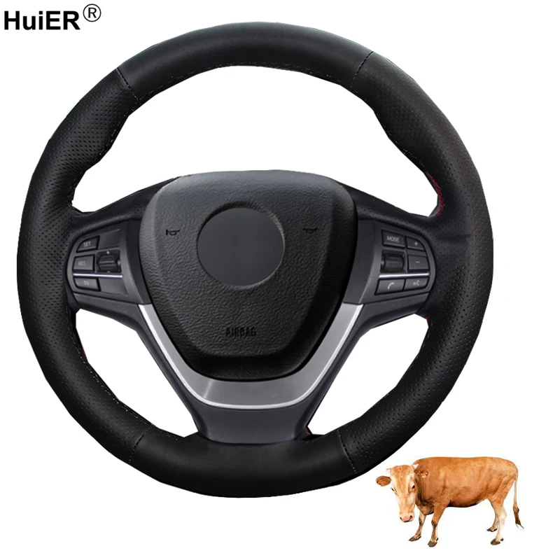 Hand Sewing Car Steering Wheel Cover Volant Top Layer Cow Leather For BMW F25 X3 2011 2012 2013 2014 2015 F26 X4 2014 2015 2016