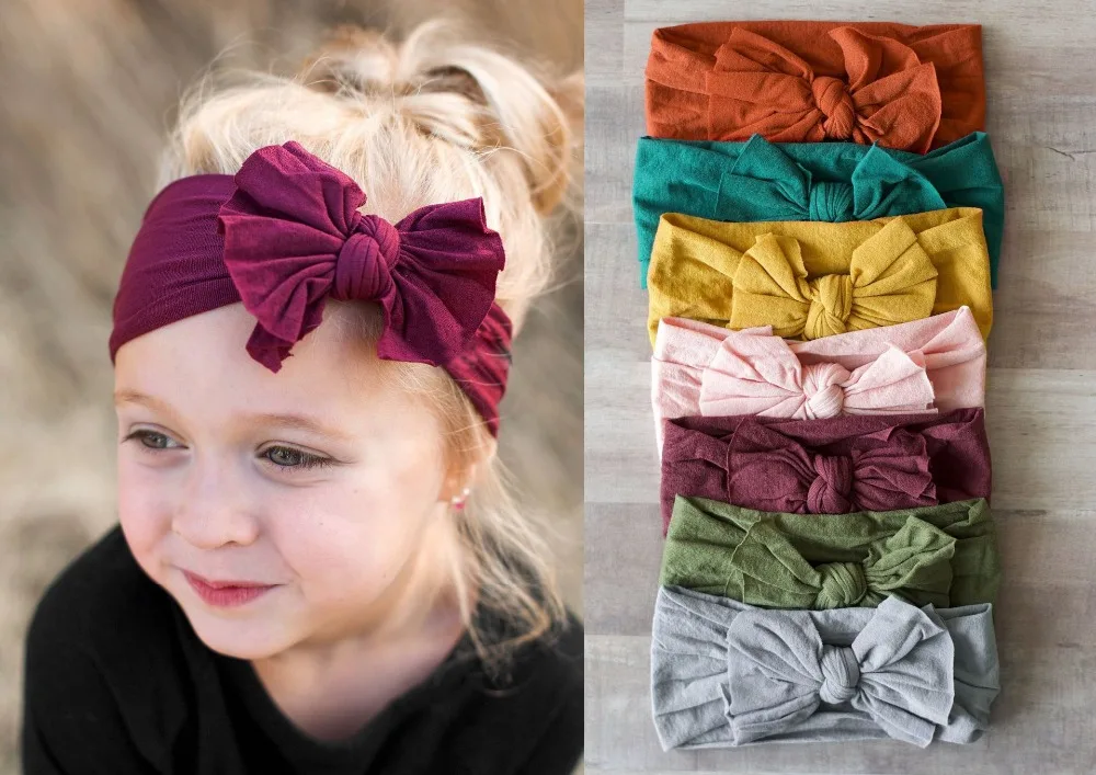 Bow Baby Headband for Girls Big Elastic Baby Girl Headbands Hair Accessories Newborn Photograph Props Kids Head Band 18 Colors