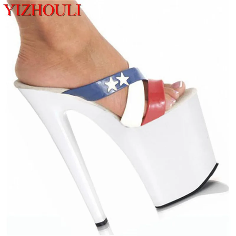 Professional Customize Ultra High Heels 20cm Slippers Sexy Fashion Five-Pointed Star Women\'s Shoes 8 Inch Stripper Shoes