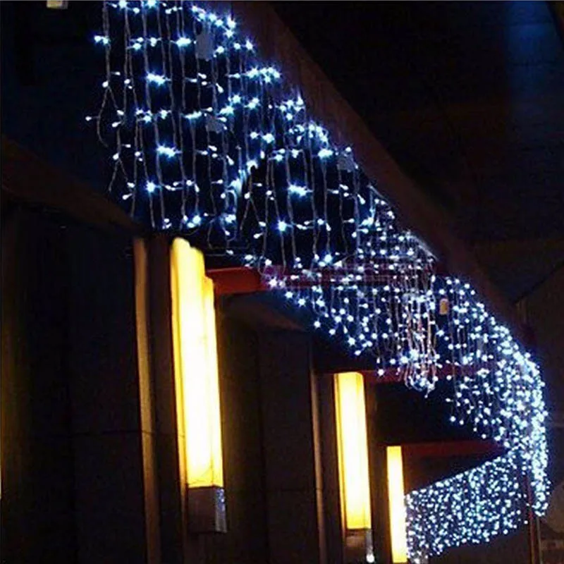 Guirnalda de luces LED de 5M, 16,4 pies de caída, 0,4 m, 0,5 m, 0,6 m, cortina de carámbanos para Navidad, vacaciones, boda, fiesta, decoración al aire libre