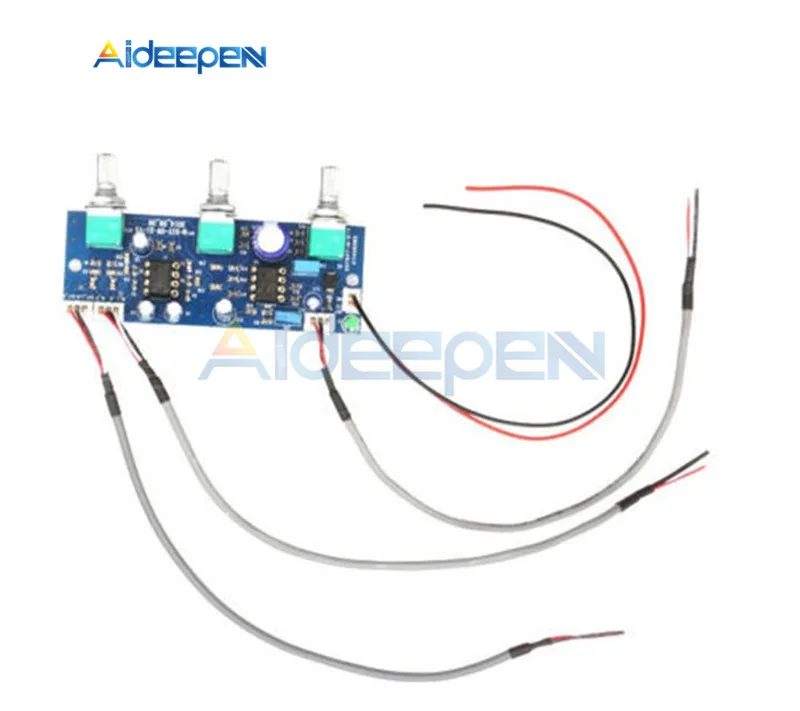 DC 12V-24V NE5532 Subwoofer 2.1CH Preamplifier Board 22Hz-300Hz Frequency Adjustment Low Pass Filter Module DIY Kit With Cable