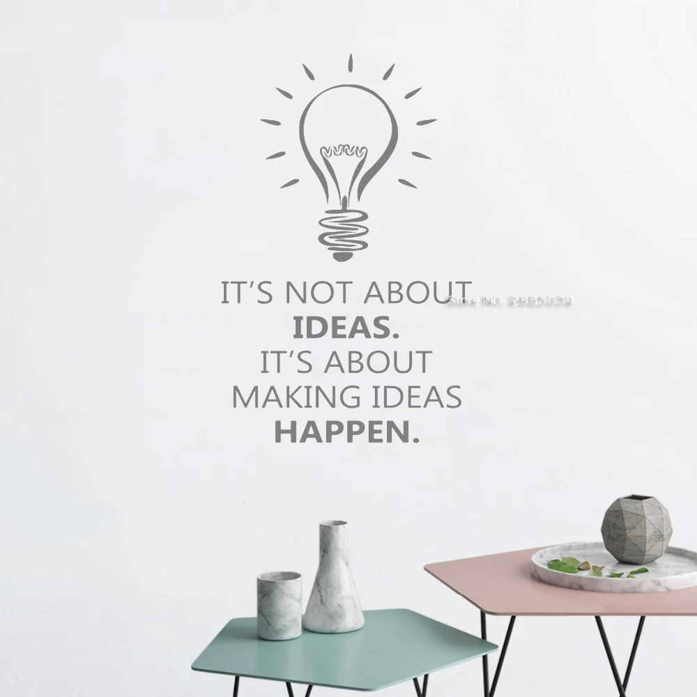 Light Bulb Inspiration Quotes Wall Stickers For Office Decor Wall Art Decal Teamwork Work Vinyl Sticker Lettering Murals LC1156