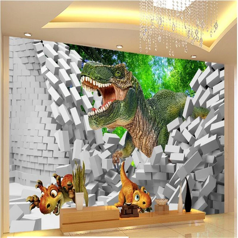 beibehang Custom photo wallpaper large fresco dinosaur 3d stereoscopic creative space TV backdrop papel de parede wall paper