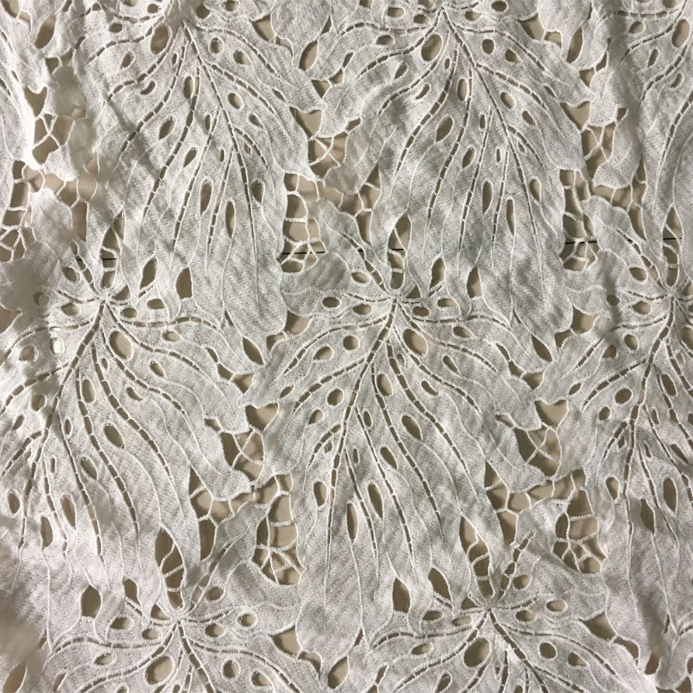 5y Nigerian French Lace Fabrics 2018 Water Soluble Milk Silk Lace Fabric High Quality African Cord Lace Fabric For Wedding Dress