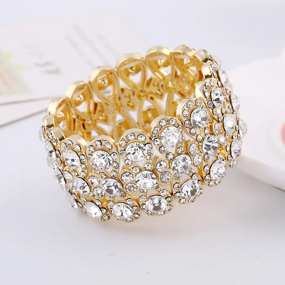 DIEZI Vintage Luxury Fashion Gold Color Arm Wide jewelry Men Metal Crystal Wedding Bangles Women Bracelets & Bangles Men Jewelry