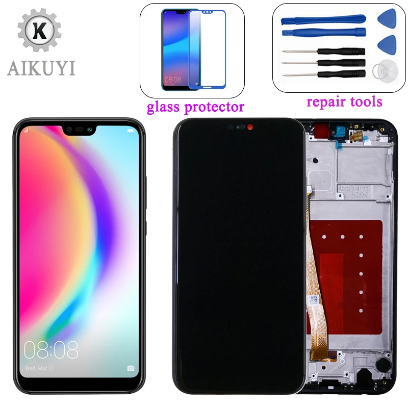 

ЖК-дисплей AIKUYI для Huawei P20 Lite, ЖК-дисплей с сенсорным экраном и дигитайзером, экран ANE LX1 LX3 L23 с рамкой для Huawei Nova 3e