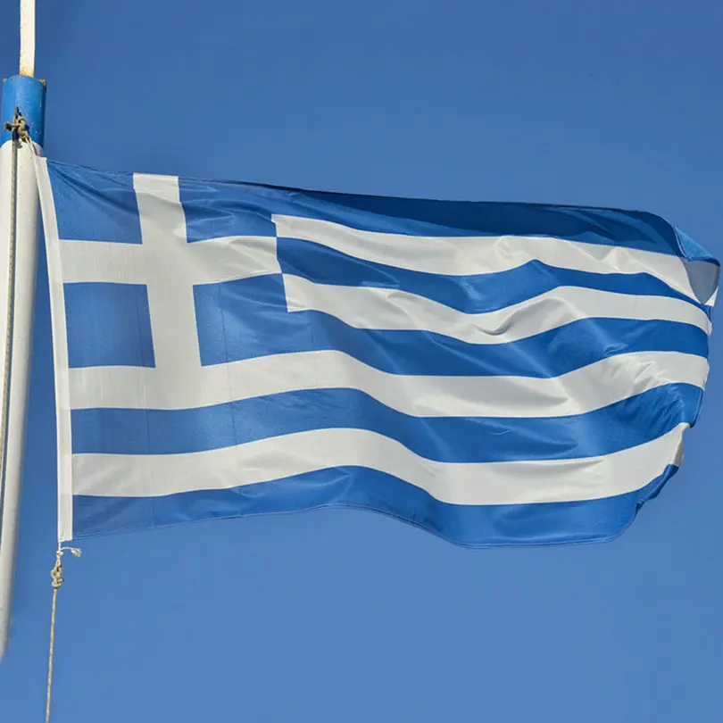 SGerste Festone Con 38 Bandierine Rettangolari Della Grecia, 14x21,6 Cm L'una, Lunghezza Totale 10 M, Blu E Bianco