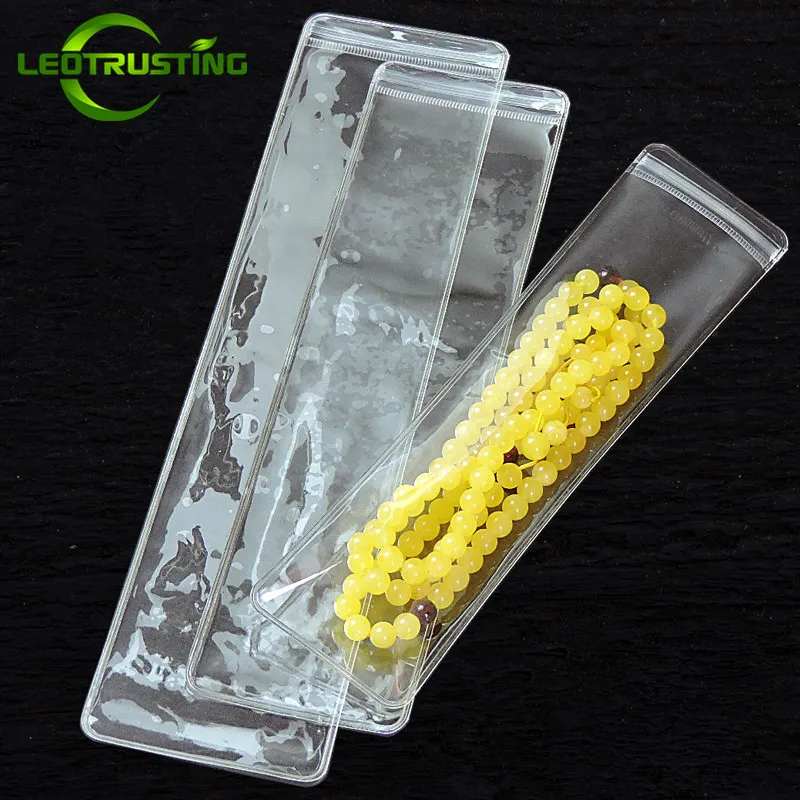 50pcs Long Clear Plastic Jewelry Zip Lock Bag Anti-oxidation Plastic Battery Earring Beads Packaging Storage PVC Gift Pouches