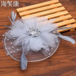 Haimeikang Fascinators Hat Women Flower Mesh Ribbons Feathers Hat Headband Or a Clip Cocktail Tea Party Headwewar for Girls