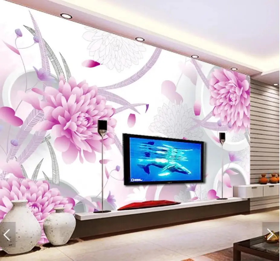 

Watercolor Purple Flower Wallpaper Murals Living Room Home Wall Mural Decals Wall Paper 3D Printed Photo Stereo Wallpapers
