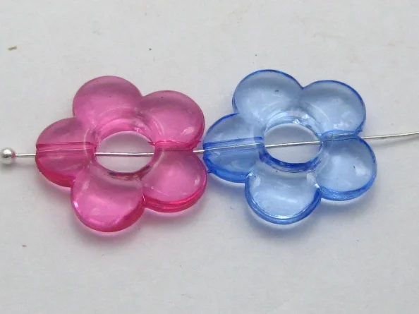 

50 Mixed Colour Transparent Acrylic Flower Donut Beads Frame Fit 20mm Round Beads