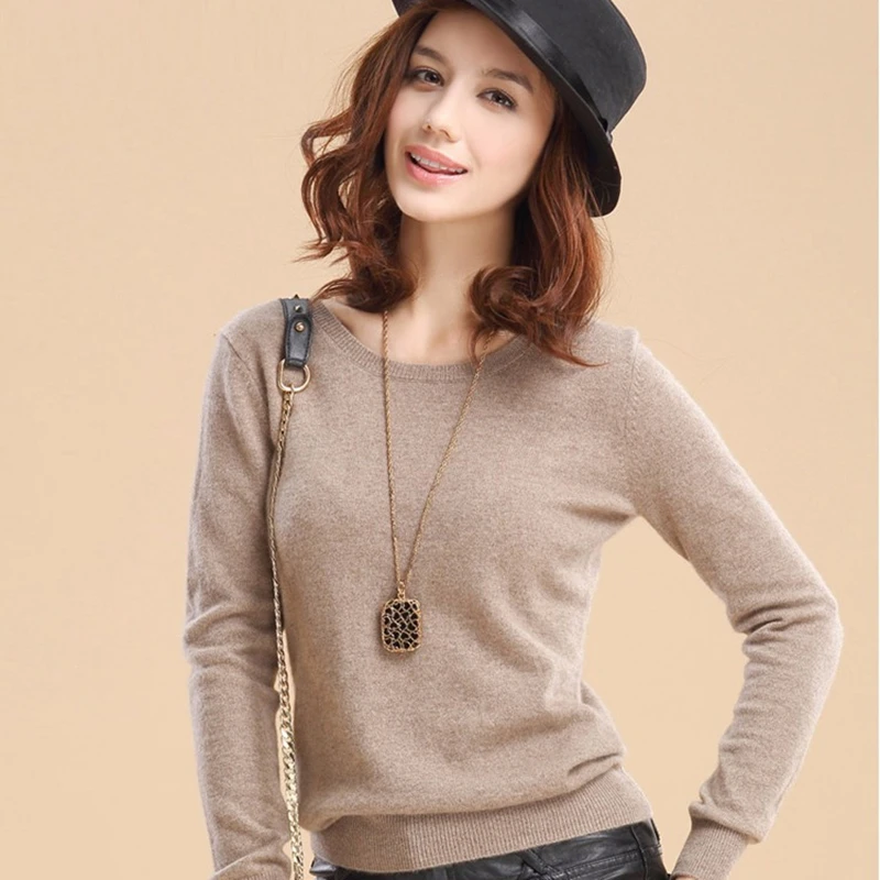 2023 Hot sale New arrival Women Sweaters and pullovers Female round neck Cashmere Sweater Knit Wool Basic Jumper Free shipping