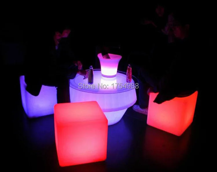 2015 free shipping 50cm LED cube chair for outdoor party/Led Glow Cube Stools Led Luminous Light Bar Stool Color Changeable