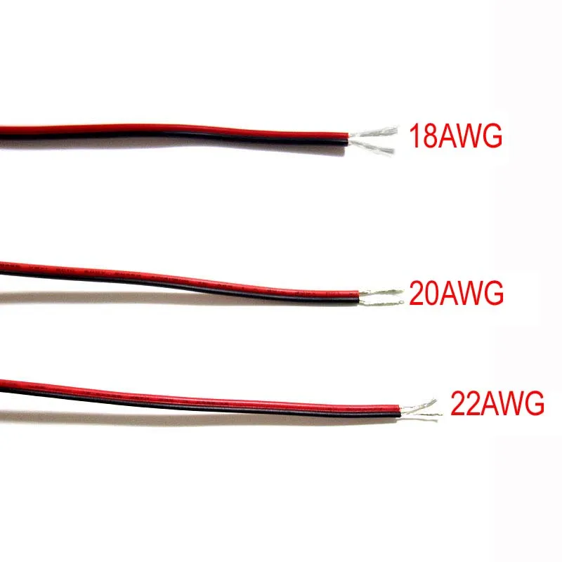 Imagem -02 - Pinos 18awg 20awg 22 Awg Vermelho Preto Led Cabo de Extensão Fio 100m