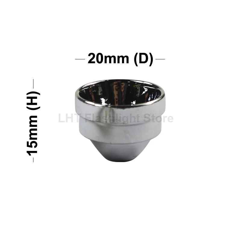 20 مم (عمق) × 15 مم (ارتفاع) OP مصباح يدوي عاكس من الألومنيوم كوب مصباح ذاتي الصنع لـ XR-E Q5