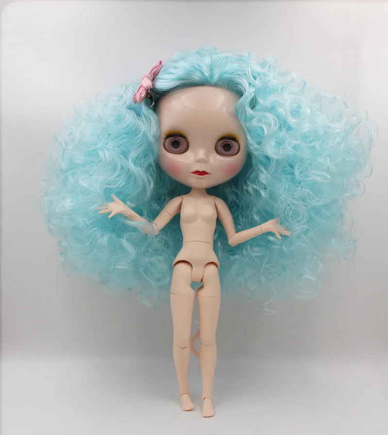 Blygirl,Blyth doll,Lake blue burst curls, nude dolls, 1/6 body, 19 joint body, can be worn for her clothes and makeup