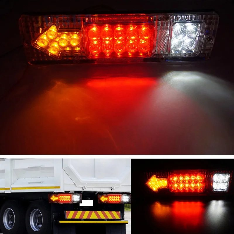 1 Pair 19 LEDs  Left And Right Trailer Truck Rear Tail Stop Turn Light Indicator Lamp Taillight Car lights for UTE caravans 12V