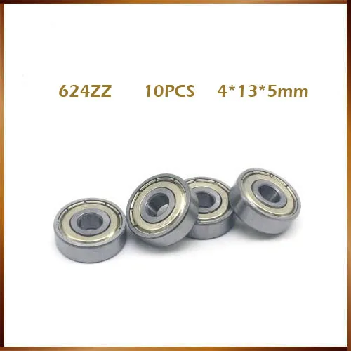 

10pcs bearing Steel Single Row 624ZZ ABEC-1 Deep Groove Ball Bearing 4*13*5 4x13x5 mm 624 ZZ