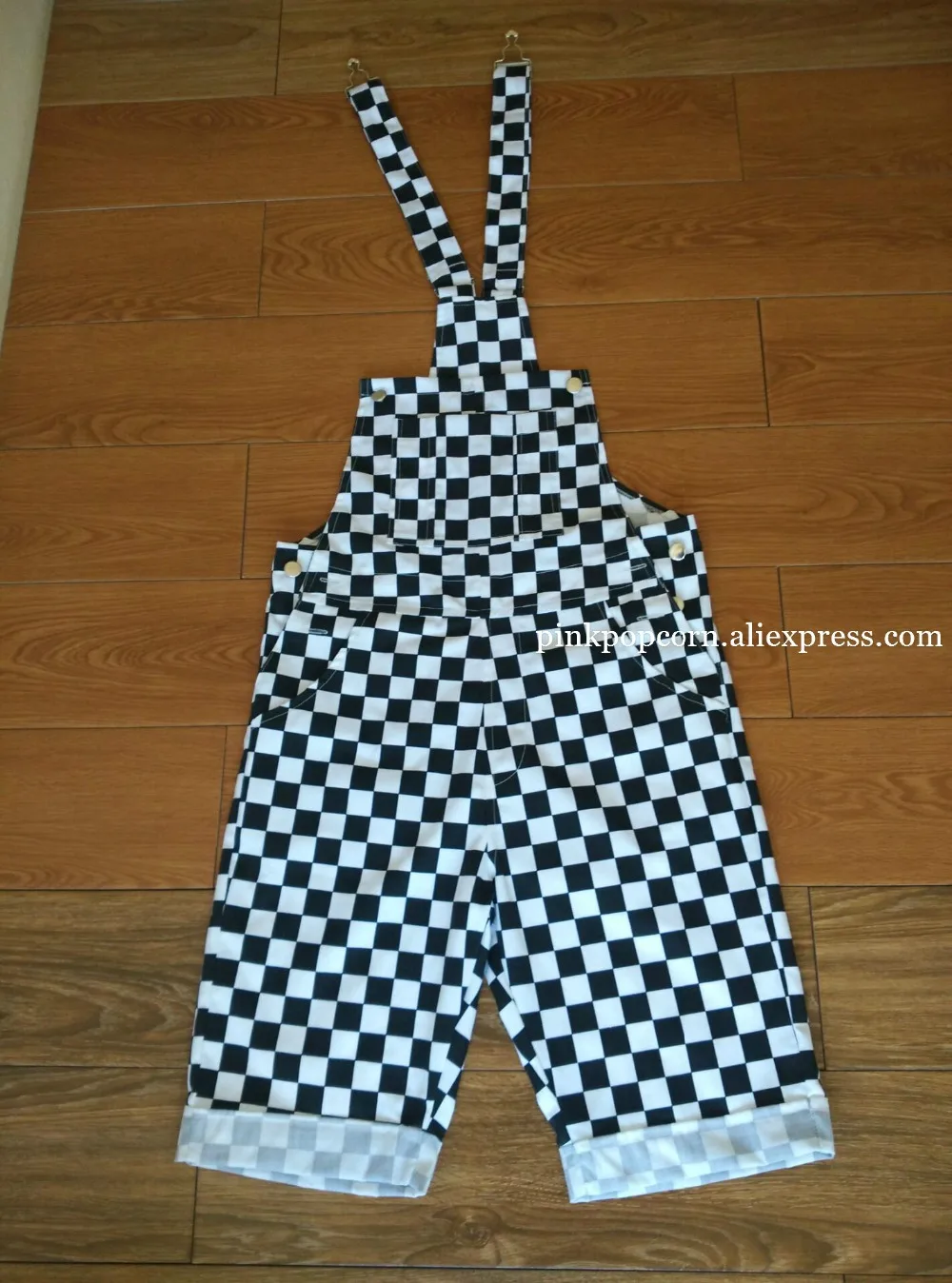 Plus Size XXL Women Men Checkerboard Plaid Short Jumpsuit Overalls Button Straps Romper Hip hop Playsuit Casual Loose Suspender