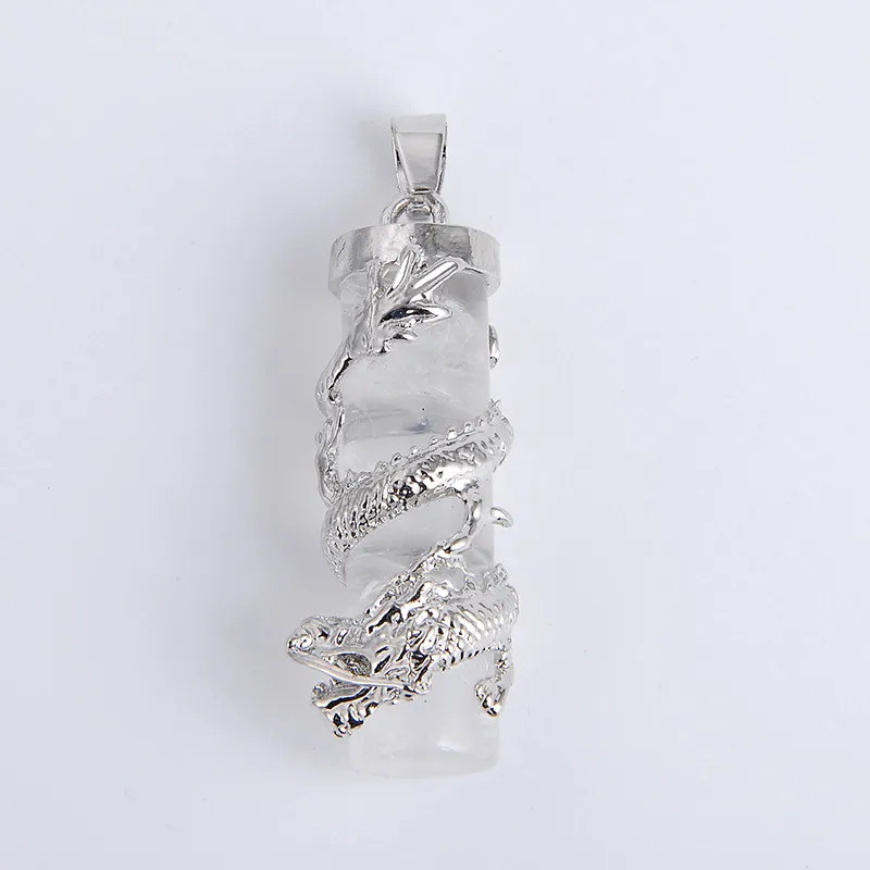 New Dragon Wrap Drop Natural Stone Tiger Eye Pendants Female Male Jewelry Blue white Quartz Gem Pendulum Amulet Jewellery