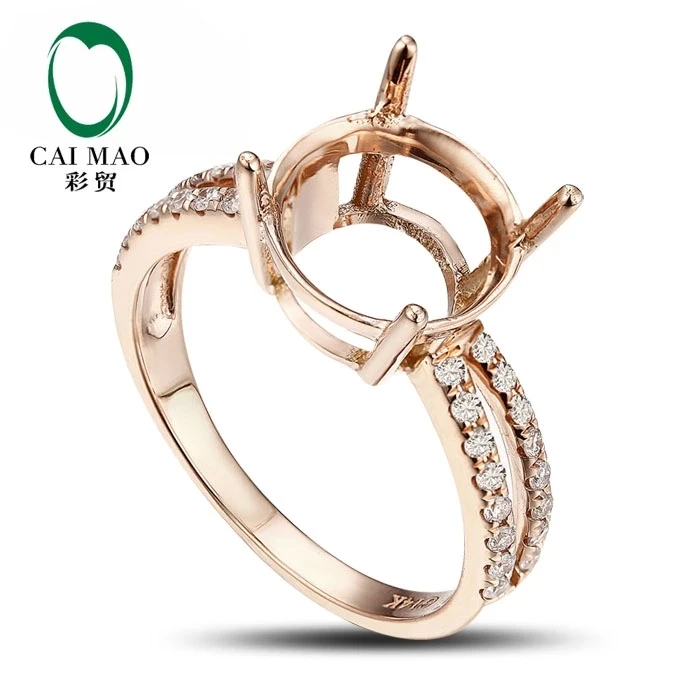 

CaiMao Round cut Semi Mount Ring Settings &0.32 ct Diamond 14k Yellow Gold Gemstone Engagement Ring Fine Jewelry