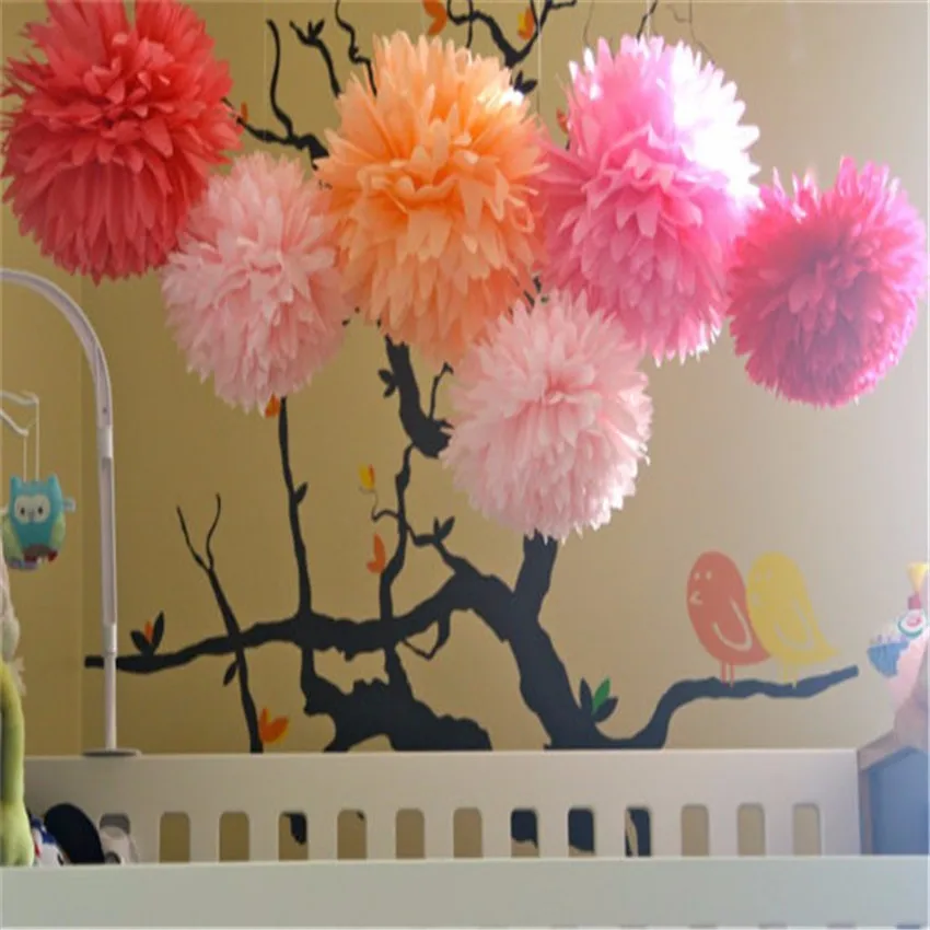 10cm=4 inch 10PCS Tissue Paper Flowers pom poms balls lanterns Party Decor For Wedding Decoration multi color option Wholesale