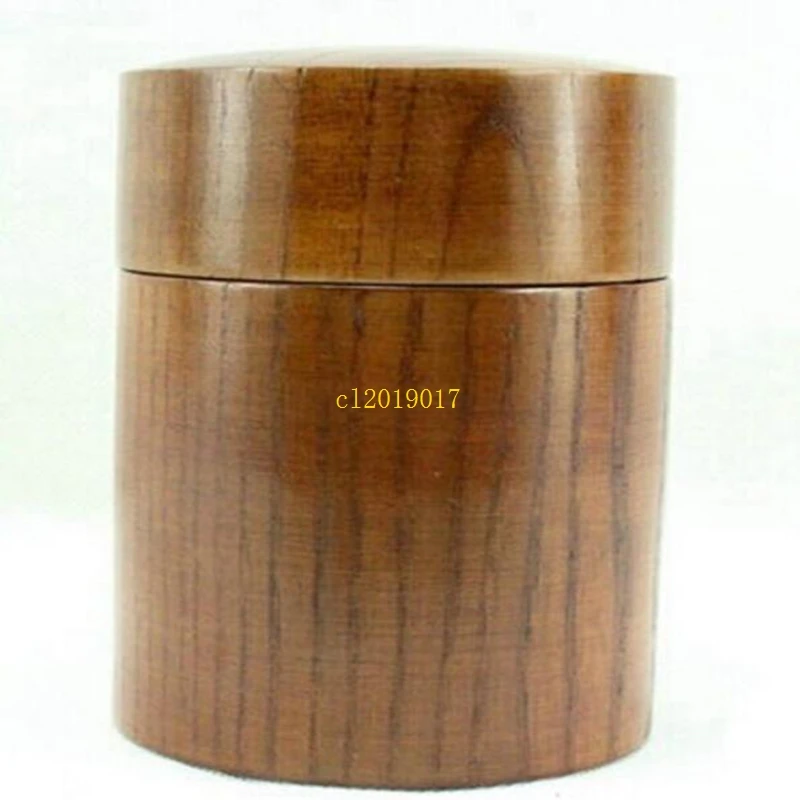 Round jujube solid wooden tea can capacity of about 100g#4546