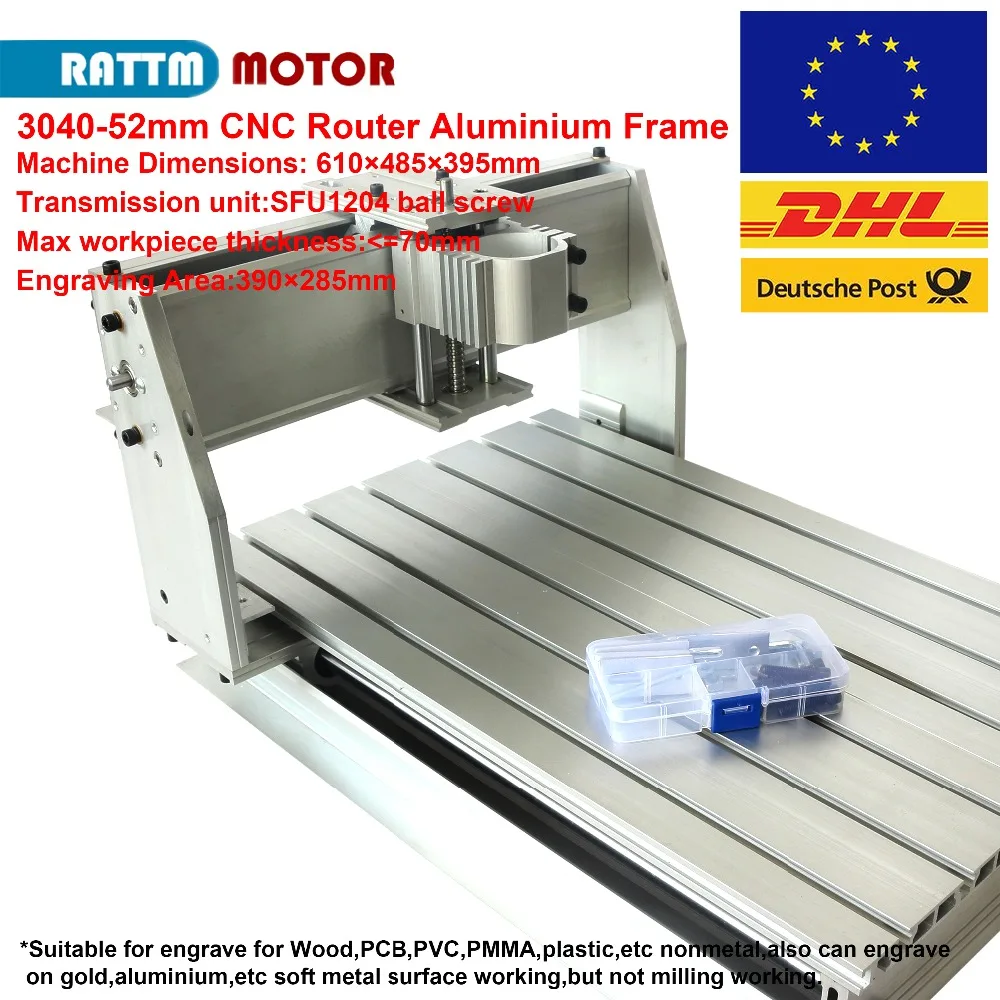 Macchina del router di CNC 3040 per metallo e legno ecc. telaio in alluminio 390x285x55mm e vite a ricircolo di sfere SFU1204 per hobby fai-da-te